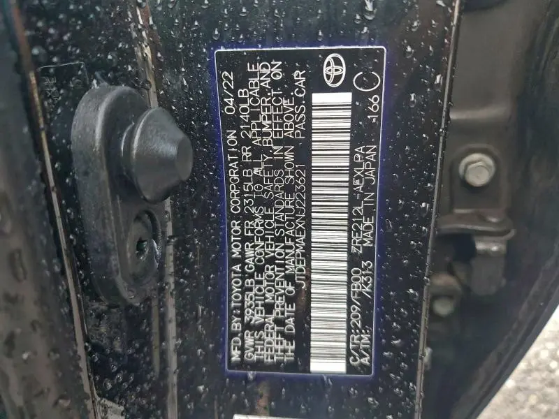 2022 TOYOTA COROLLA LE  