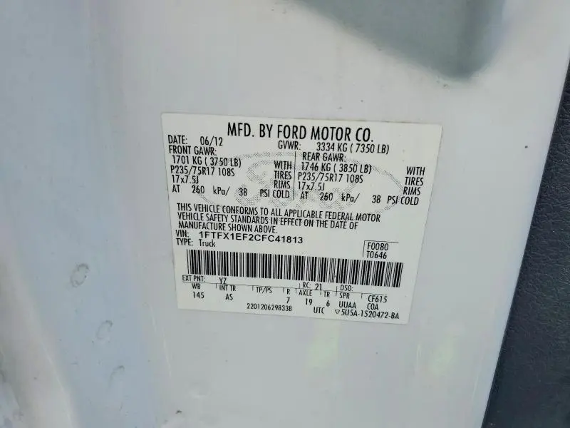 2012 FORD F150   