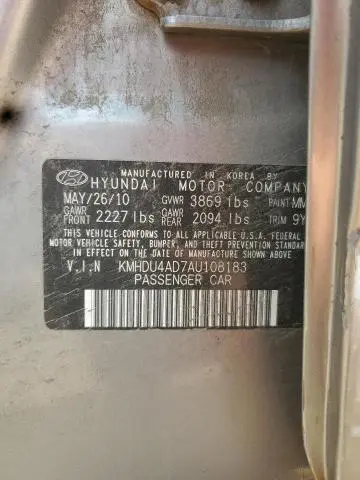 2010 HYUNDAI ELANTRA BLUE  
