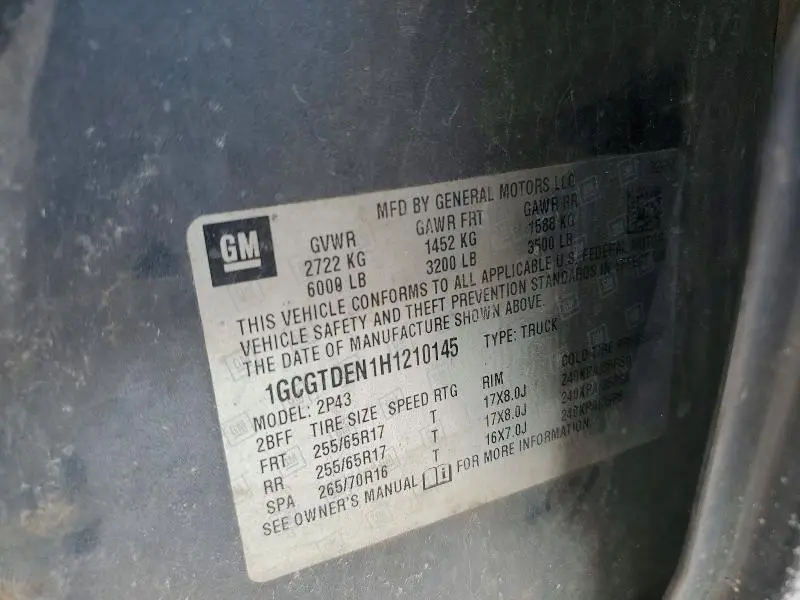 2017 CHEVROLET COLORADO Z71  