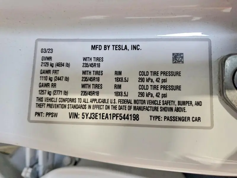 2023 TESLA MODEL 3   
