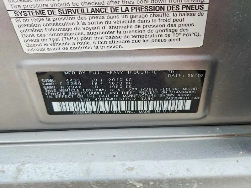 2011 SUBARU LEGACY 2.5I PREMIUM  