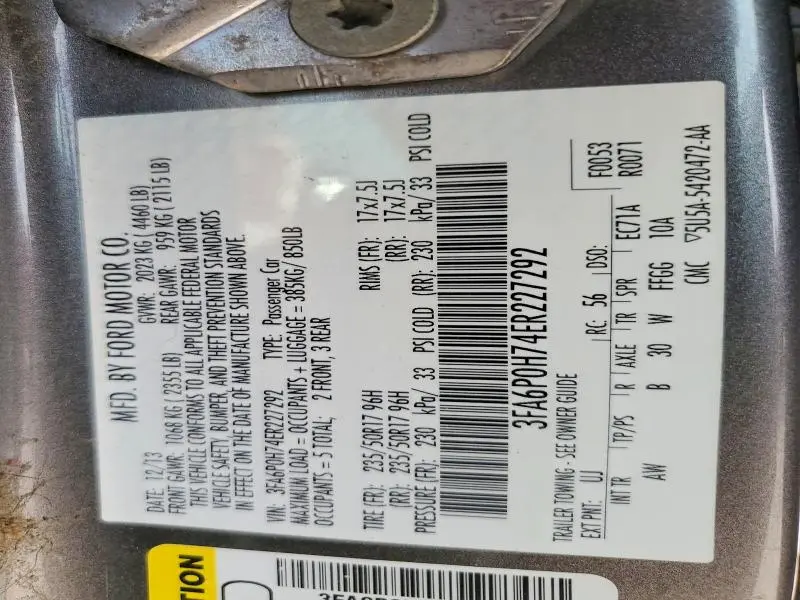 2014 FORD FUSION SE  