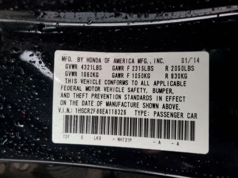 2014 HONDA ACCORD EXL  