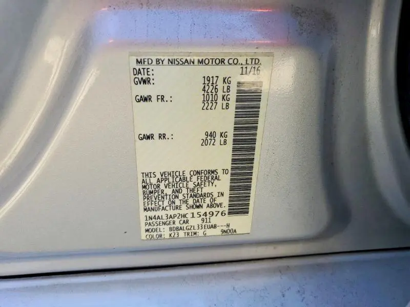 2017 NISSAN ALTIMA 2.5 S  