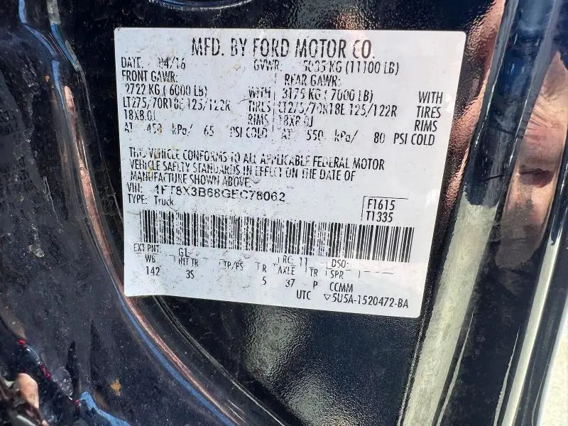 2016 FORD F350 SUPER DUTY  
