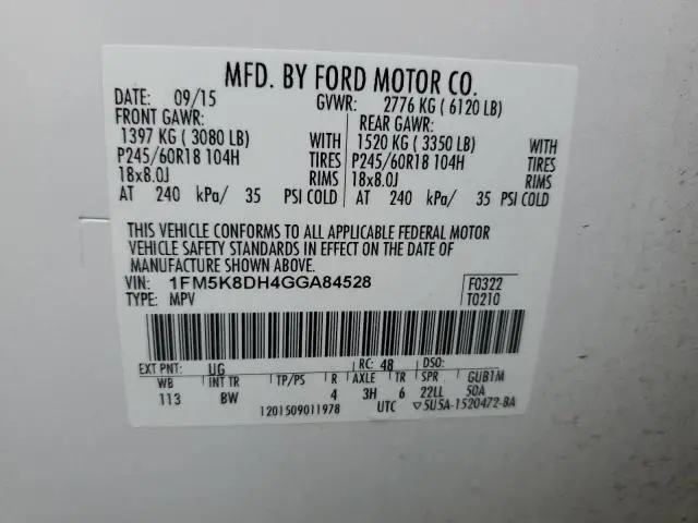 2016 FORD EXPLORER XLT  