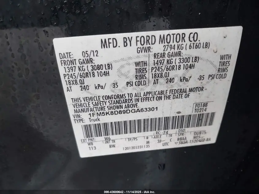 2013 FORD EXPLORER XLT