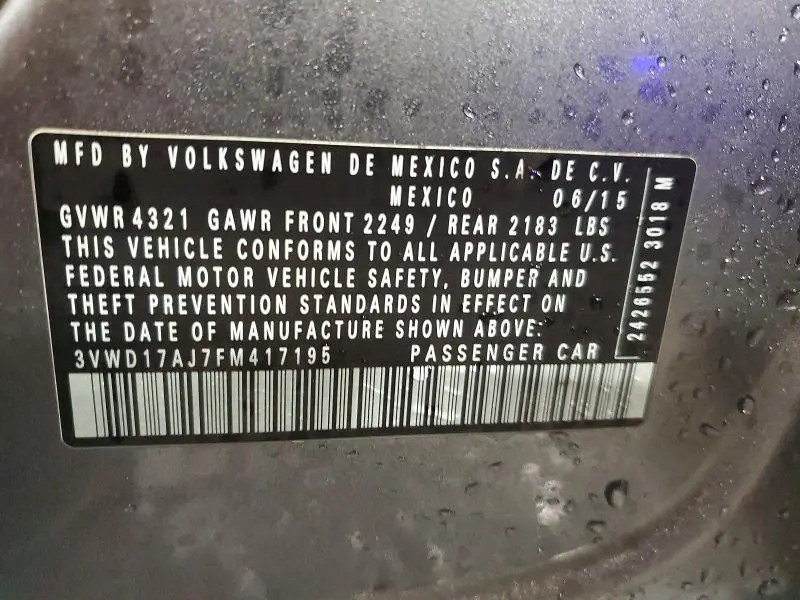 2015 VOLKSWAGEN JETTA SE  