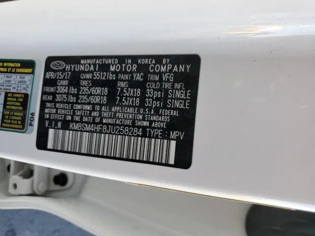 2018 HYUNDAI SANTA FE SE  