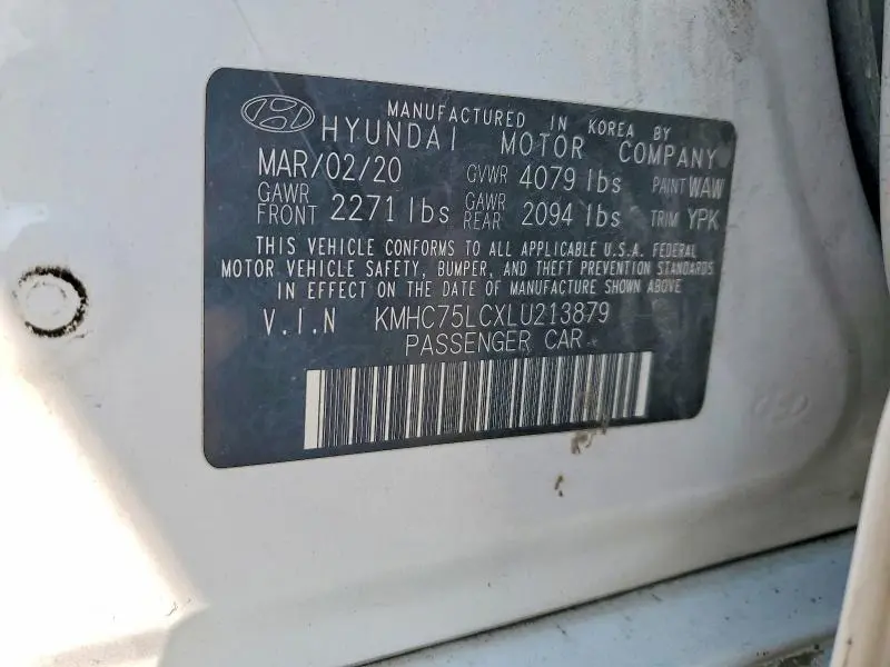 2020 HYUNDAI IONIQ SE  