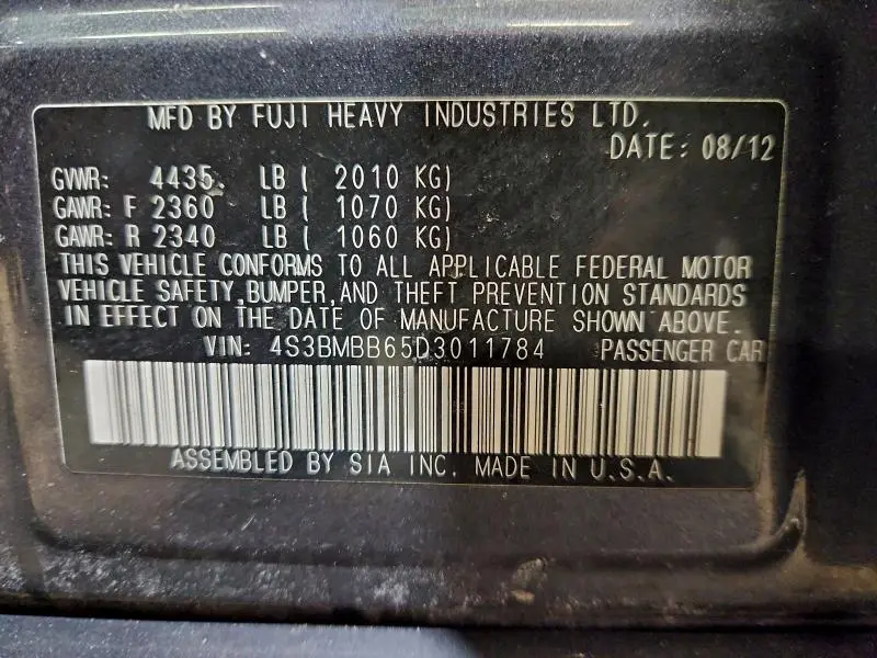 2013 SUBARU LEGACY 2.5I PREMIUM  