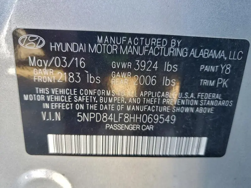 2017 HYUNDAI ELANTRA SE  