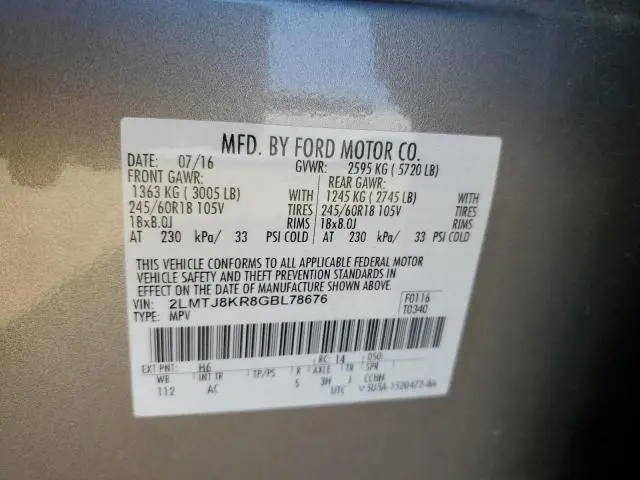 2016 LINCOLN MKX SELECT