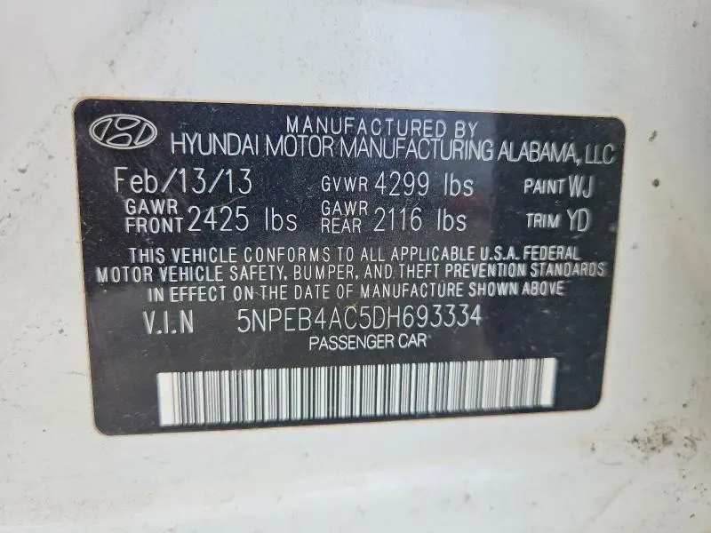 2013 HYUNDAI SONATA GLS  