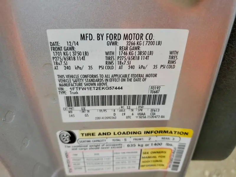 2014 FORD F150 SUPERCREW  