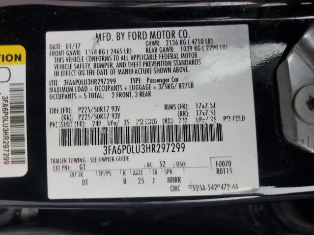 2017 FORD FUSION SE HYBRID  