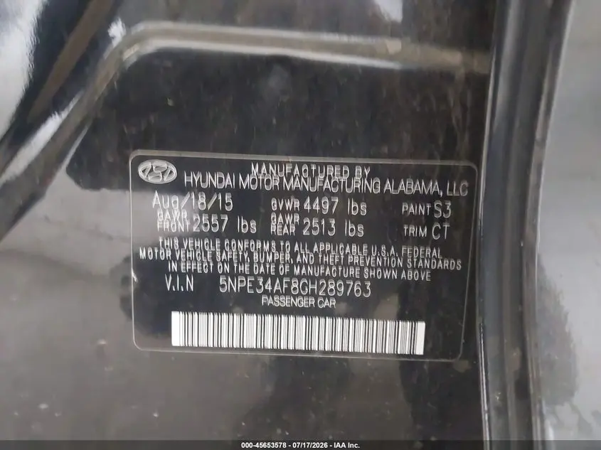 2016 HYUNDAI SONATA SPORT