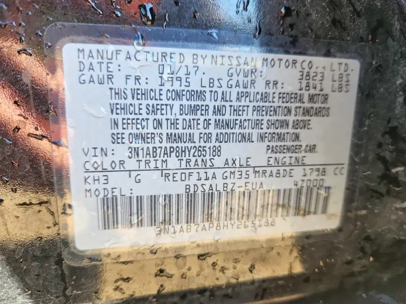 2017 NISSAN SENTRA S  