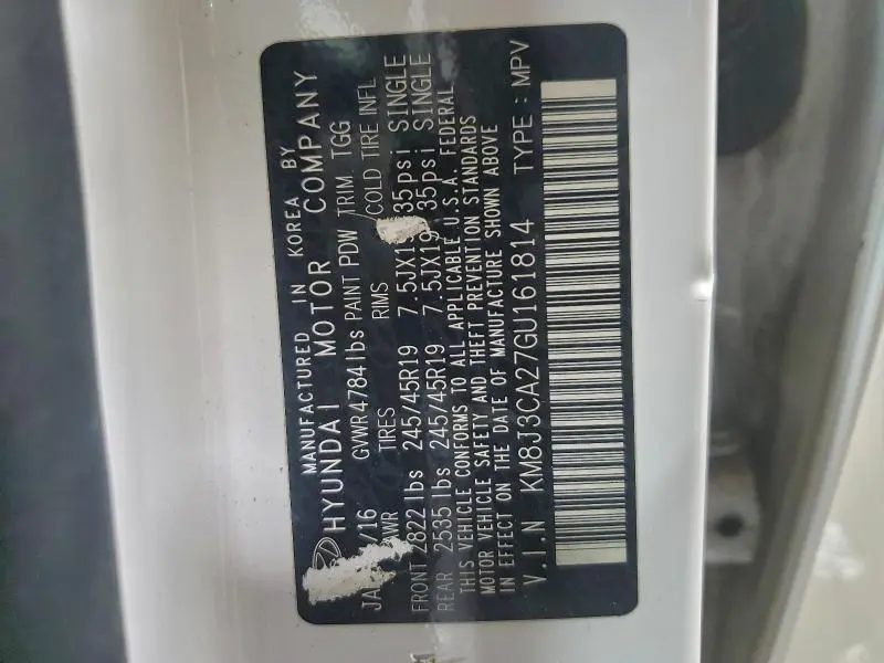 2016 HYUNDAI TUCSON LIMITED  