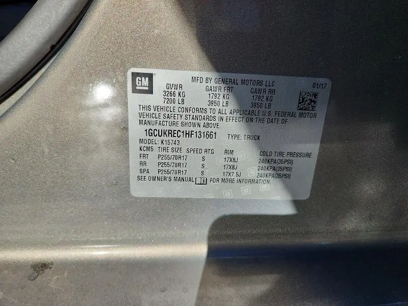 2017 CHEVROLET SILVERADO K1500 LT  