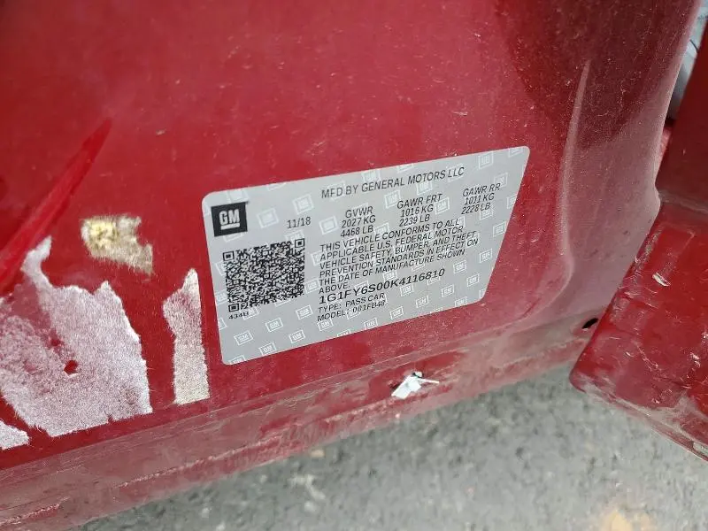 2019 CHEVROLET BOLT EV LT  
