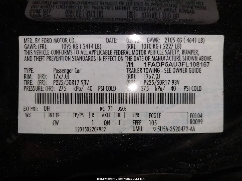 2015 FORD C-MAX HYBRID SE