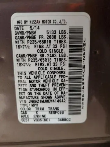 2014 NISSAN MURANO S  