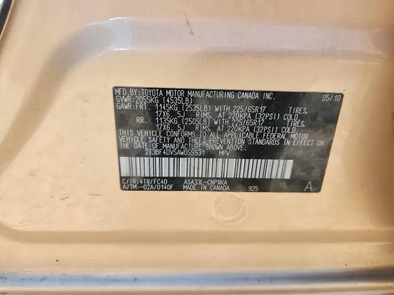 2010 TOYOTA RAV4 BASE  