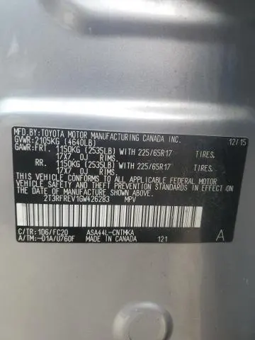 2016 TOYOTA RAV4 XLE  