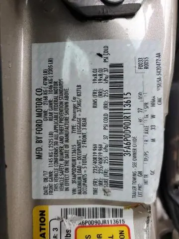 2018 FORD FUSION TITANIUM/PLATINUM  