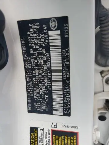 2012 TOYOTA CAMRY BASE  