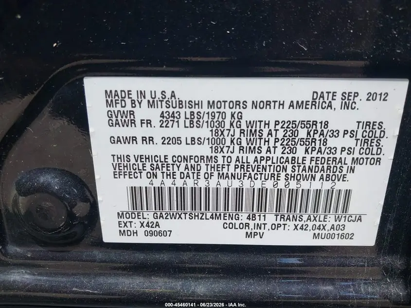 2013 MITSUBISHI OUTLANDER SPORT ES