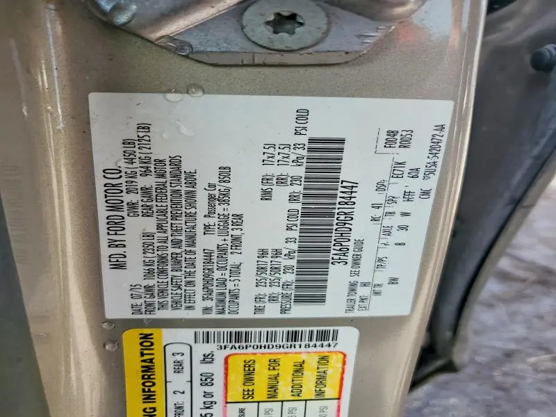 2016 FORD FUSION SE  