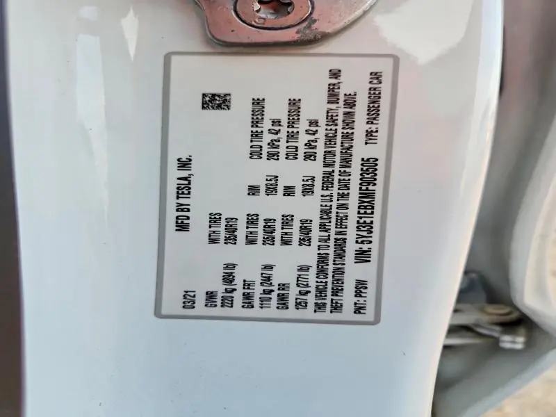 2021 TESLA MODEL 3   