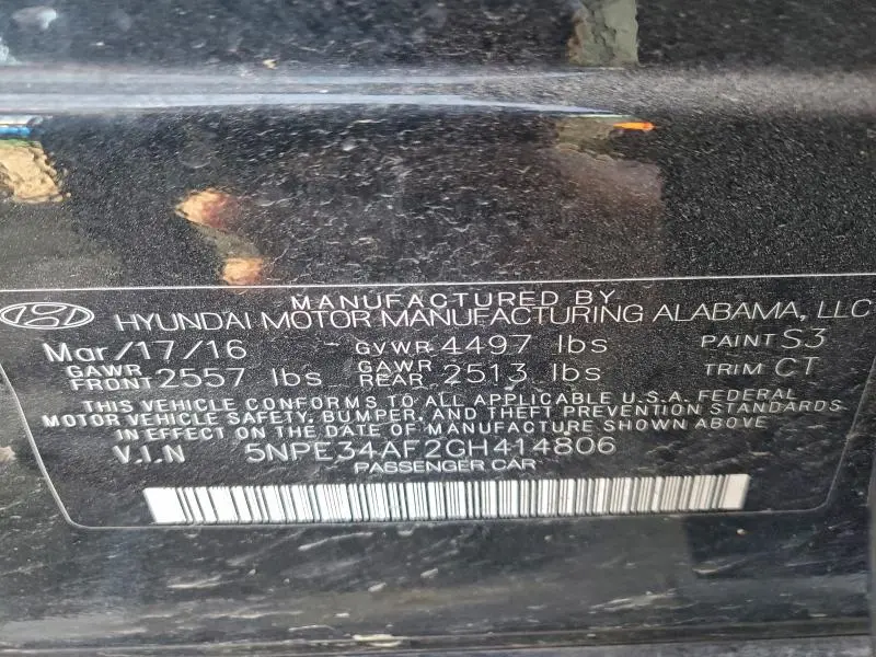 2016 HYUNDAI SONATA SPORT  