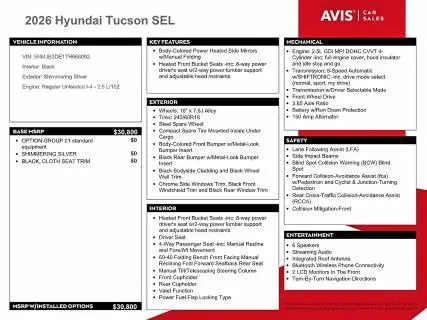 2026 HYUNDAI TUCSON SEL  