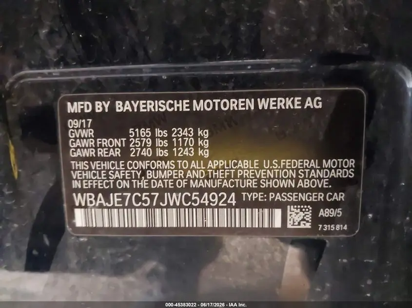 2018 BMW 540I XDRIVE