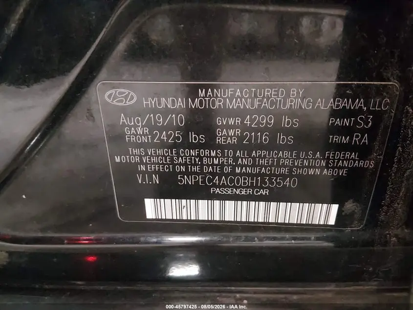 2011 HYUNDAI SONATA LIMITED