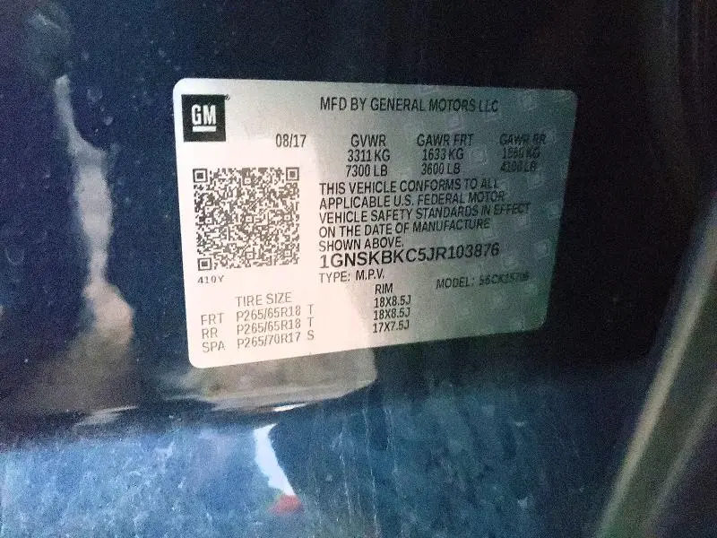 2018 CHEVROLET TAHOE K1500 LT  