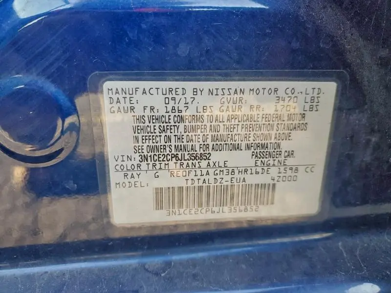 2018 NISSAN VERSA NOTE S  