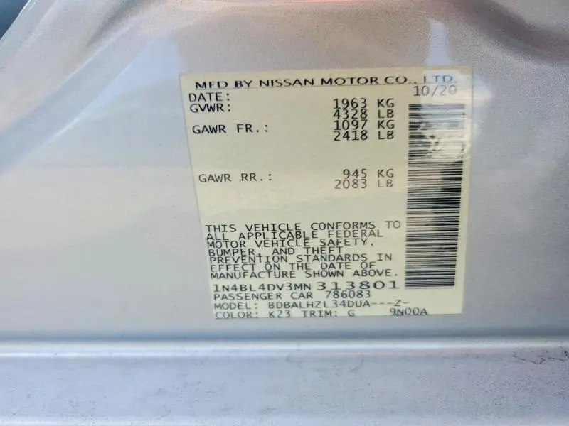 2021 NISSAN ALTIMA 2.5 SV  
