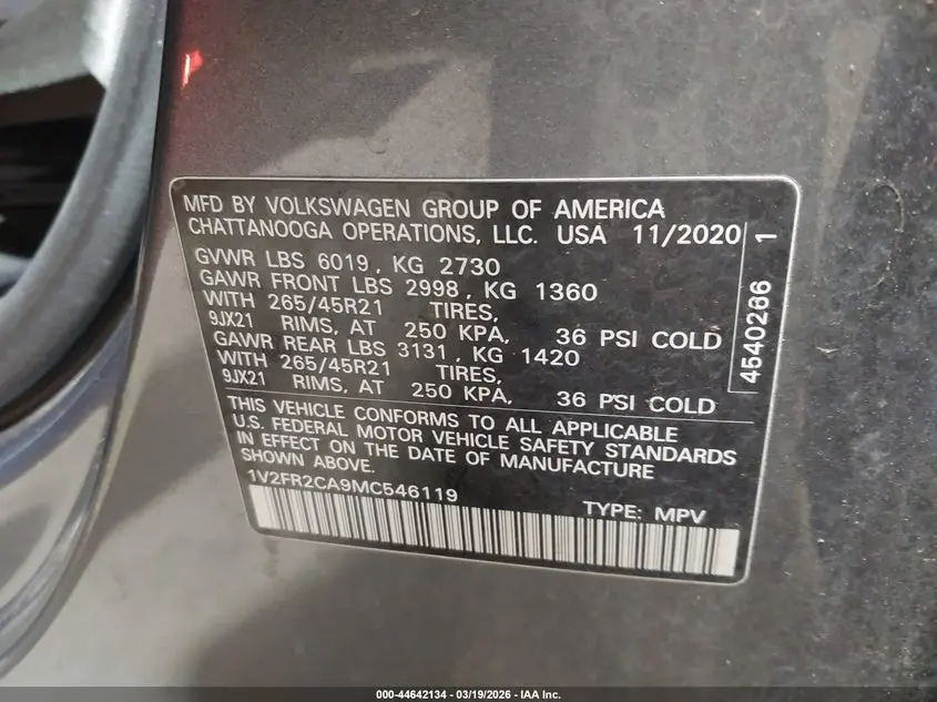 2021 VOLKSWAGEN ATLAS 3.6L V6 SEL PREMIUM R-LINE