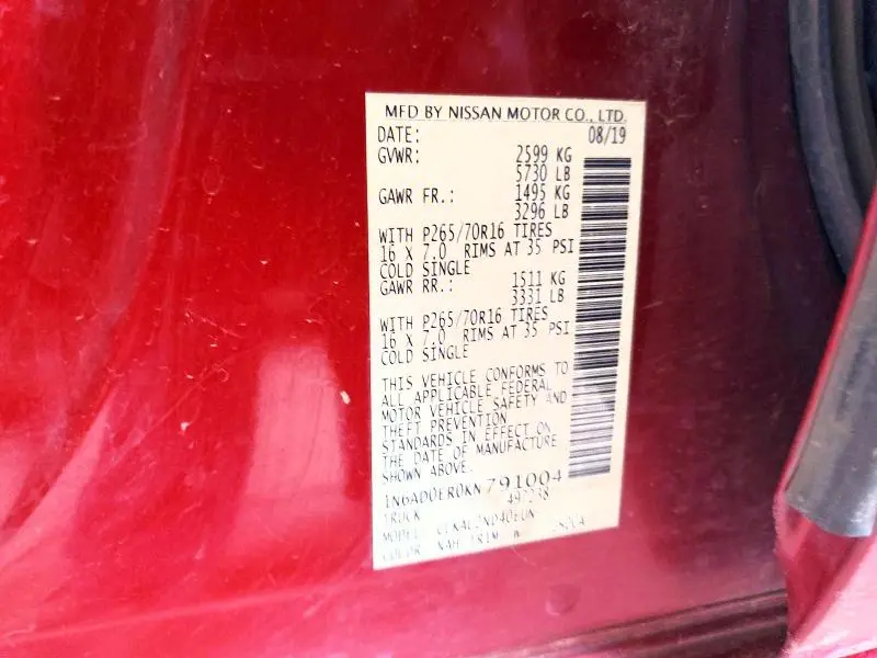 2019 NISSAN FRONTIER SV  