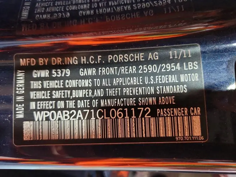 2012 PORSCHE PANAMERA S  
