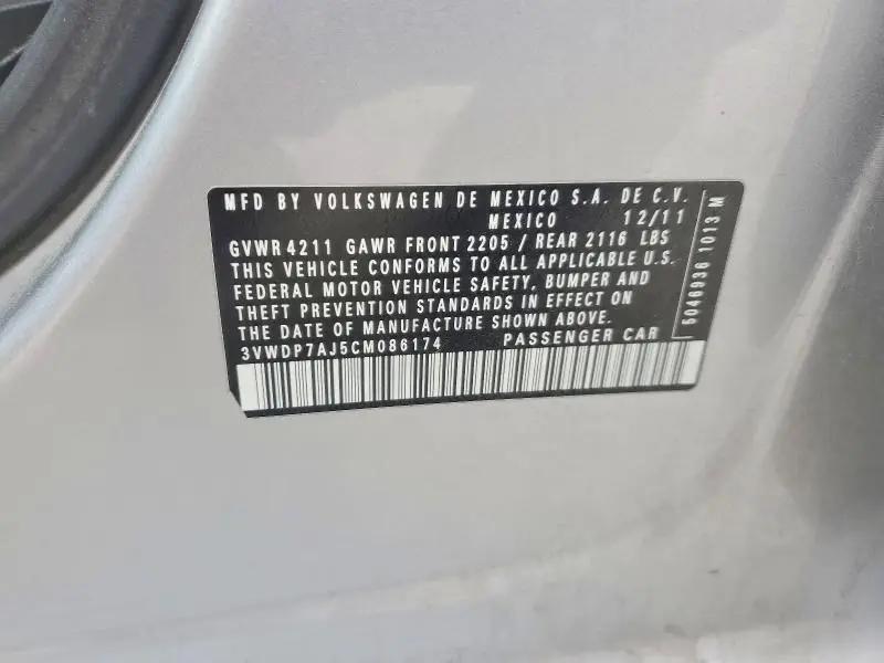 2012 VOLKSWAGEN JETTA SE  