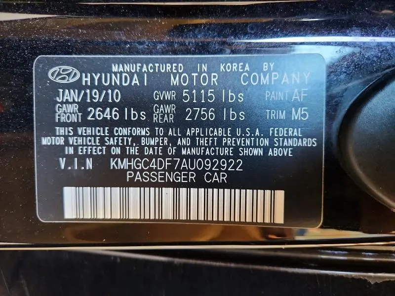 2010 HYUNDAI GENESIS 4.6L  