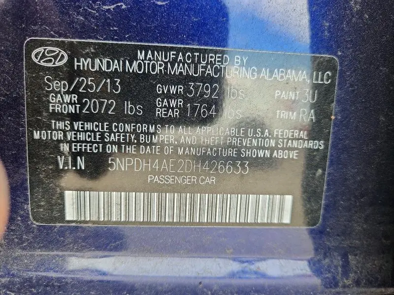 2013 HYUNDAI ELANTRA GLS  