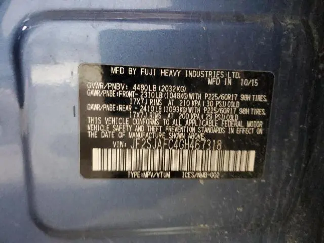 2016 SUBARU FORESTER 2.5I PREMIUM  