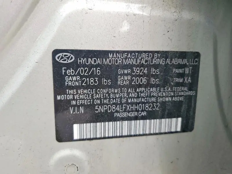 2017 HYUNDAI ELANTRA SE  